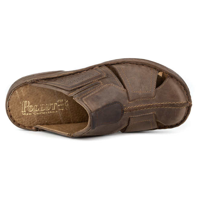 Pánské kožené žabky 312 brown