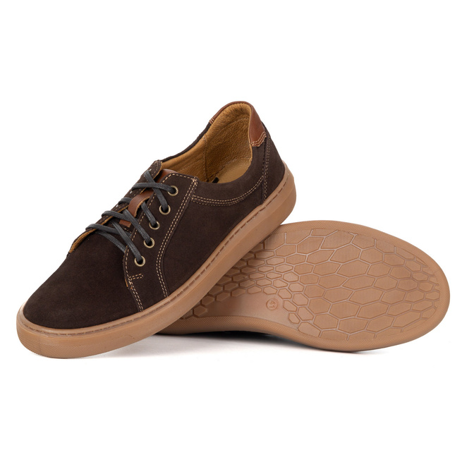Buty męskie zamszowe skóra naturalna 7136DT brązowe