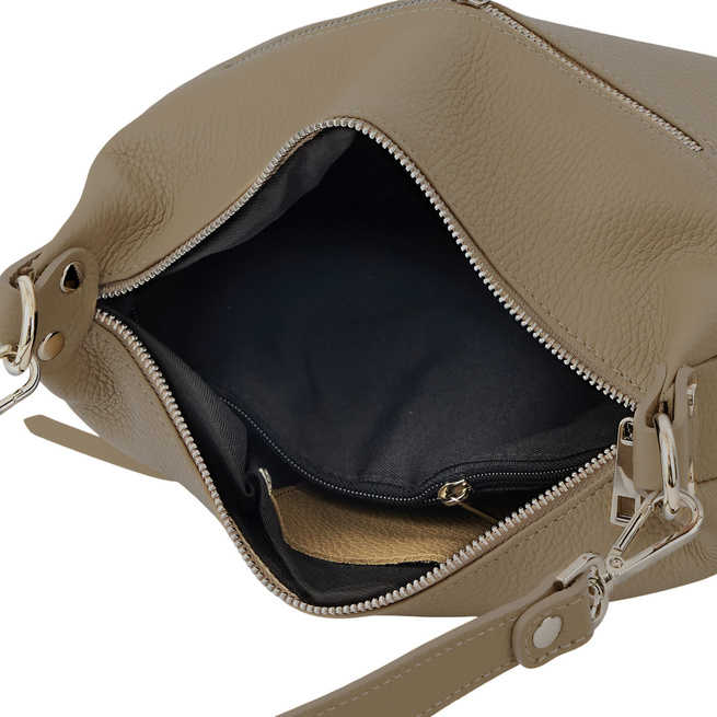 Kožená kabelka se semišovým akcentem - béžová