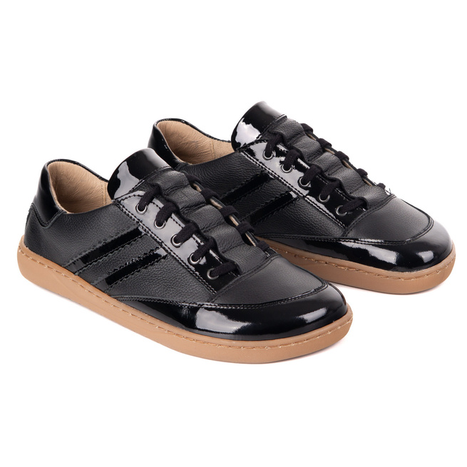 Sneakersy barefoot damskie Kaia Olivier – anatomiczne buty skórzane czarny floter z lakierem