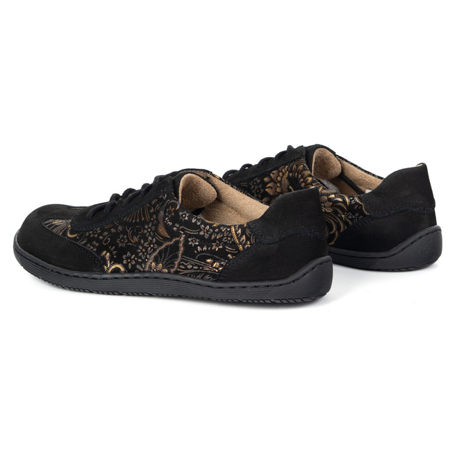 Buty BAREFOOT damskie skórzane minimalistyczne 1287 czarny nubuk