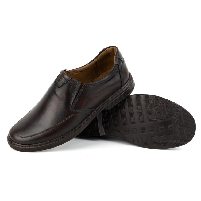 Pánská kožená nazouvací obuv 854K tmavě hnědá