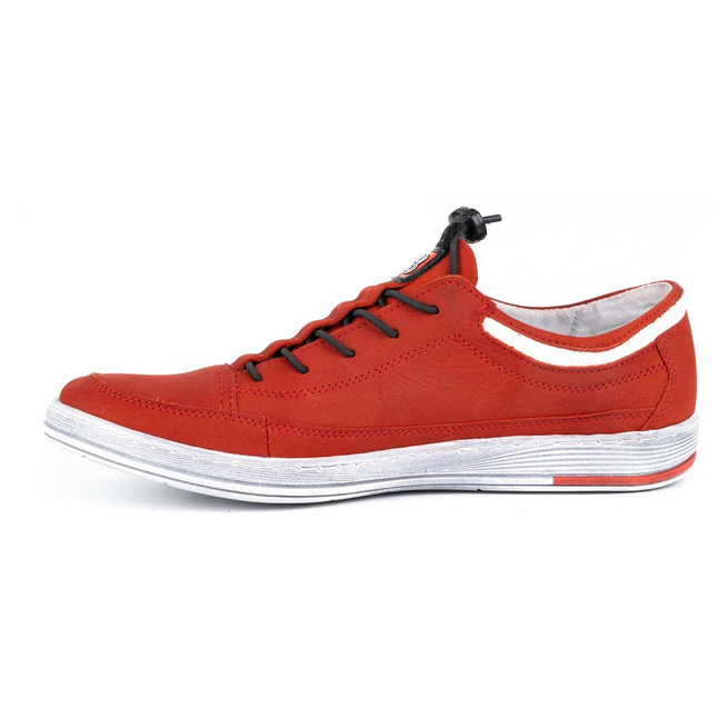 Buty męskie skórzane casual K22N czerwony nubuk