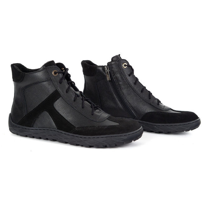 Buty damskie barefoot skórzane zimowe minimalistyczne 1294 czarne