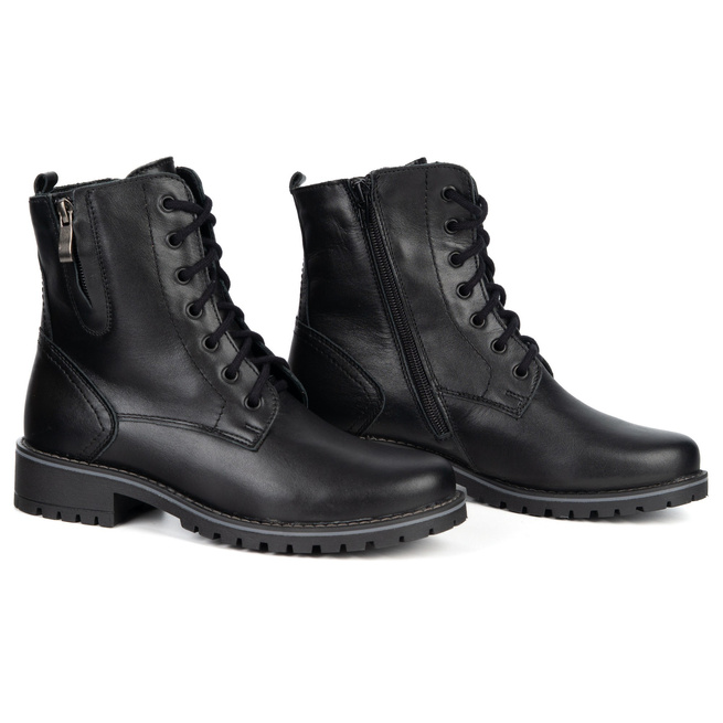 Damskie botki Lauren skóra naturalna ocieplane wełną czarne