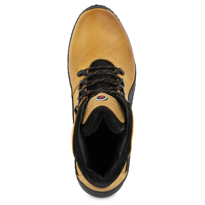 Pánské zimní kožené boty 903K camel yellow