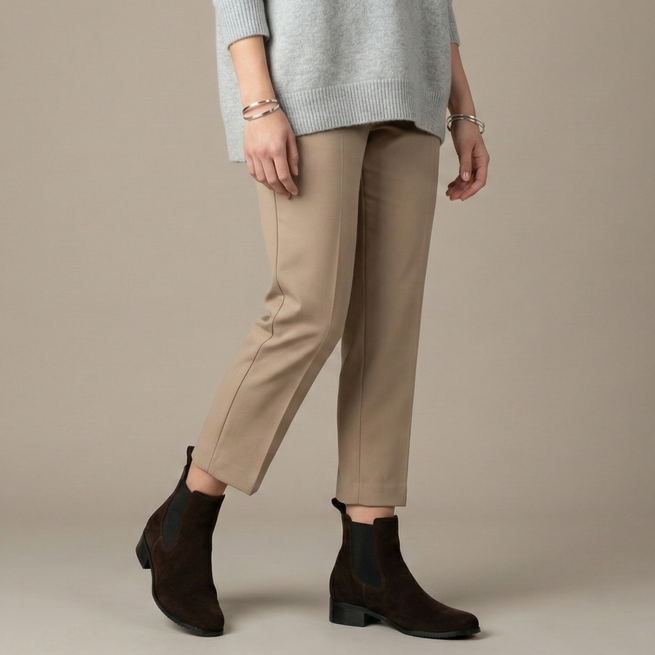 Olivier Colette - elegantní dámské kožené semišové kozačky ze sobolí kůže