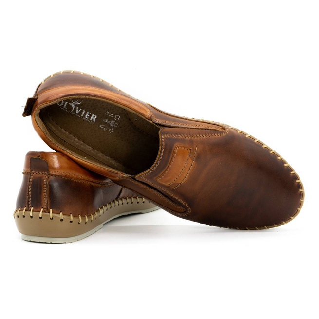 Buty męskie mokasyny skórzane 816MA brązowe