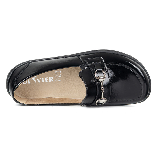 Barefoot damskie mokasyny skórzane minimalistyczne 1288AR czarny lakier