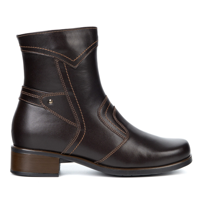 Dámské zateplené kožené boty se zipem 888BB hnědé