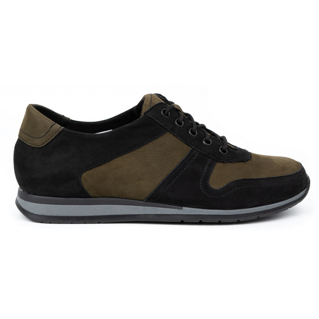 Pánské kožené tenisky 0234W černé se zelenou barvou