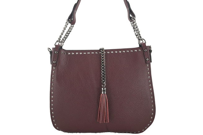 Módní kožená taška přes rameno s nýty - černá