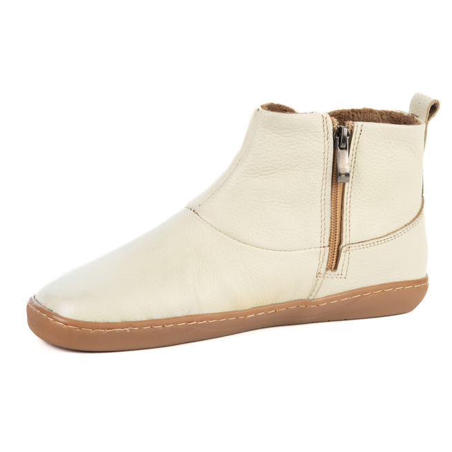 Dámské zimní boty barefoot kožené na zip Z-B07 cream ecru