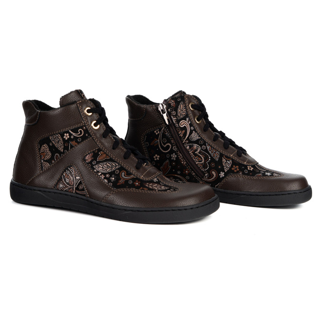 Zimowe buty barefoot Olivier Reese – minimalistyczne skórzane botki dla kobiet brązowe