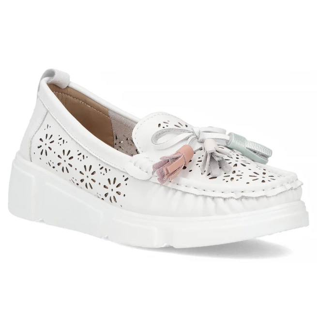 Kožené mokasíny Filippo DP6705/25 bílá