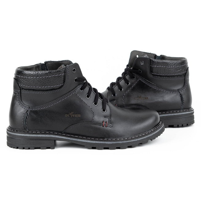 Pánské zimní boty kožené boty 1970L černé