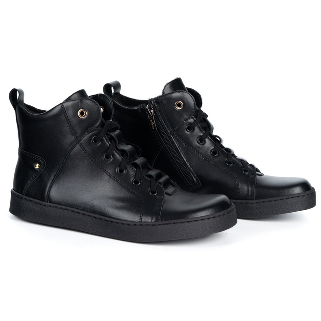 Barefoot buty skórzane minimalisthyczne Riley ocieplane czarne