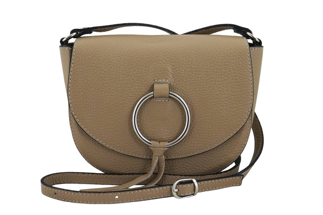 Damska skórzana listonoszka - Beżowa