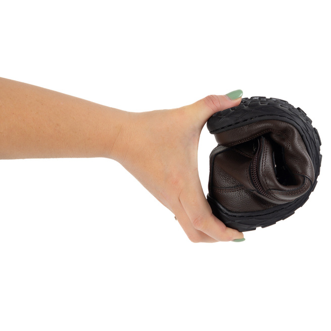 Barefoot zimní dámské kožené zateplené vlněné traperské boty hnědé 1292