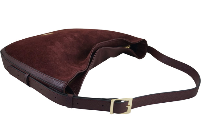 Duża torebka zamszowa na ramię - Bordowa