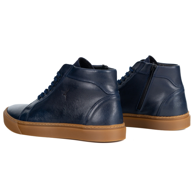 Buty Męskie sneakersy skórzane 532KNT wysokie obuwie przejściowe