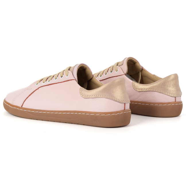 Aura: Różowe Damskie Barefoot Sneakersy Skórzane | Modne Buty Minimalistyczne, Zerowy Drop