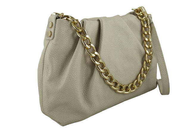 Kabelka s vlnitým řetízkem - světle béžová