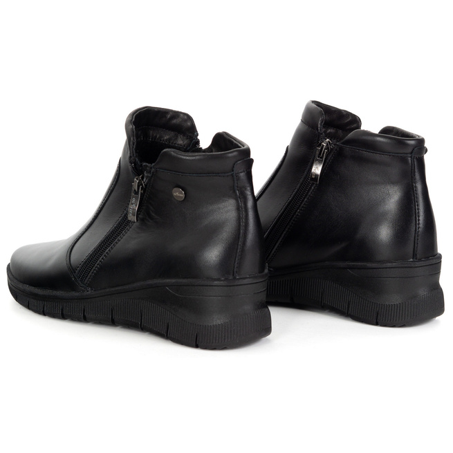Kožené boty na platformách 1701 black face zip up