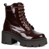 Botki damskie skórzane Olivier 404BB sznurowane na słupku z zamkiem bordowe