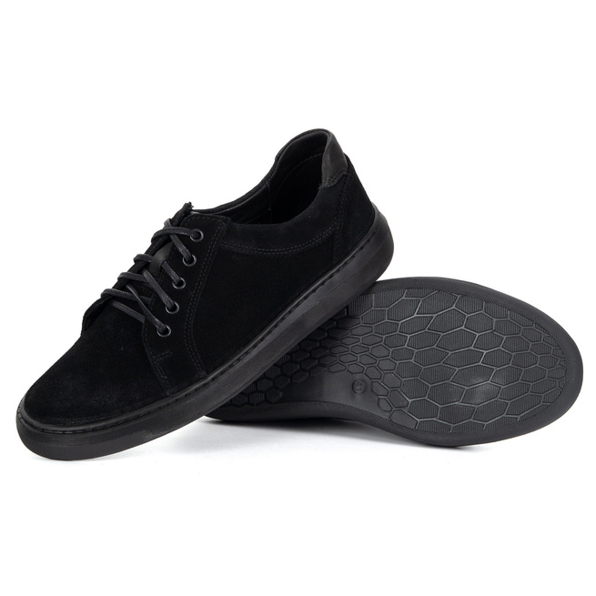 Buty męskie zamszowe skóra naturalna 7136DT czarne