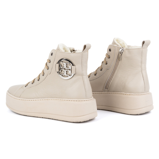 Dámské zimní zateplené kožené boty 1174 beige
