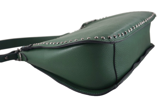 Módní kožená taška přes rameno s nýty - černá