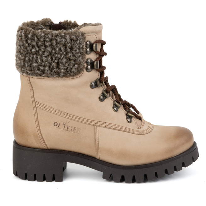 Dámské kožené boty zateplené zimní boty 330BB beige