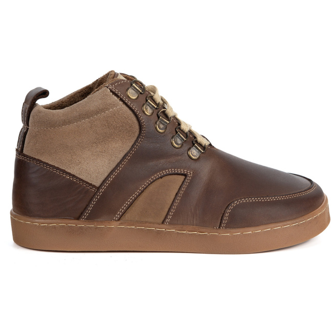 Barefoot unisex zimní kožené boty Explorer tmavě hnědé 