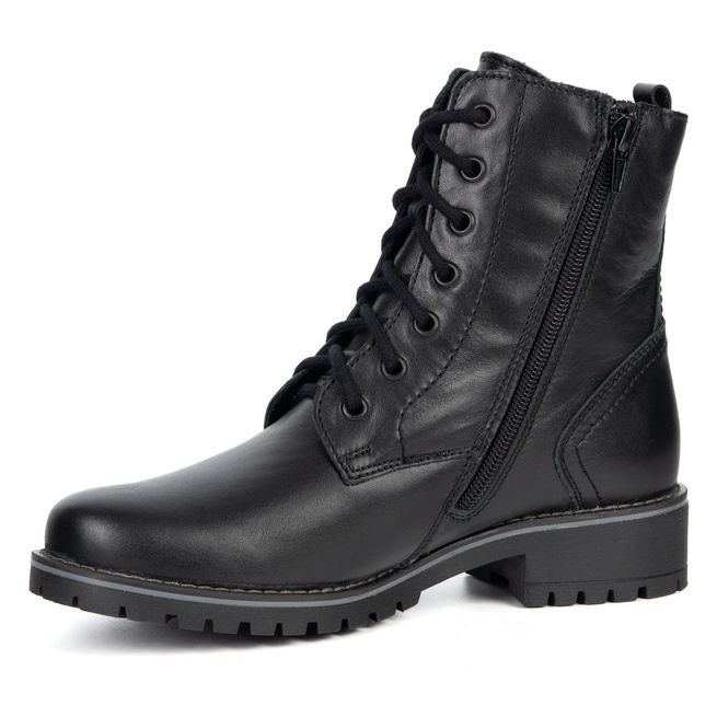 Dámské zateplené kožené boty 272BB black face