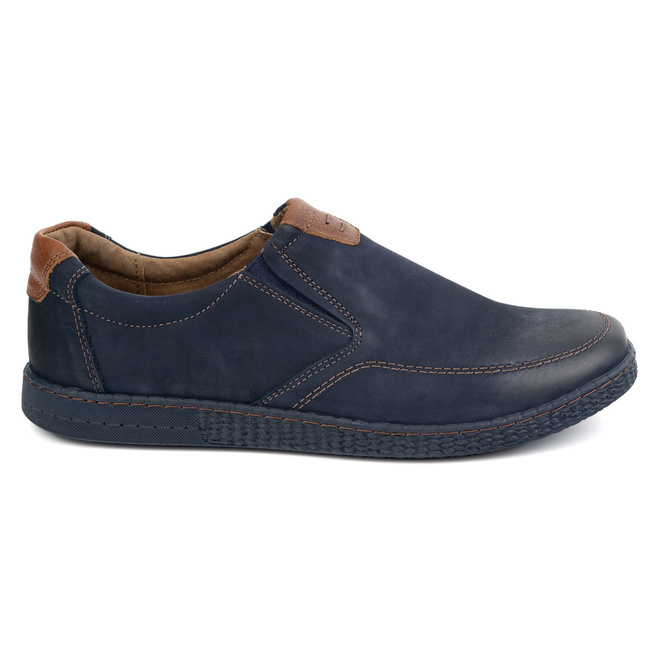 Ležérní pánská kožená obuv 854/2 navy blue