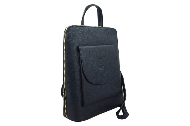 Plecak skórzany / listonoszka - Casual 2w1 - Granatowy