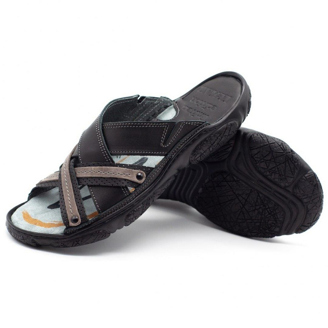 Pánské kožené žabky 1654 black