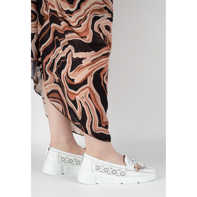 Kožené mokasíny Filippo DP6705/25 bílá