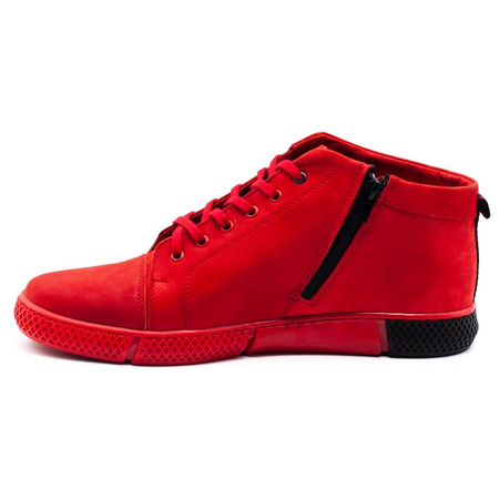 Buty męskie skórzane zimowe K28FPLB czerwone
