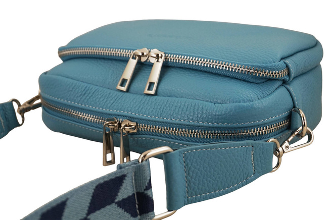 Dámská kabelka s ozdobným popruhem - modrá