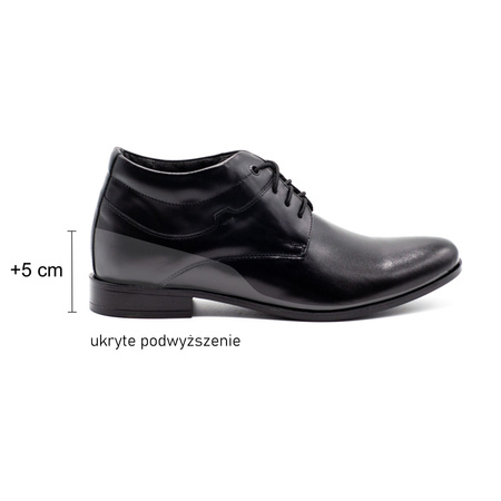 Buty męskie podwyższające skórzane +5 cm 300LU czarne