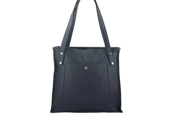 Duża torebka skórzana na ramię - Granatowa