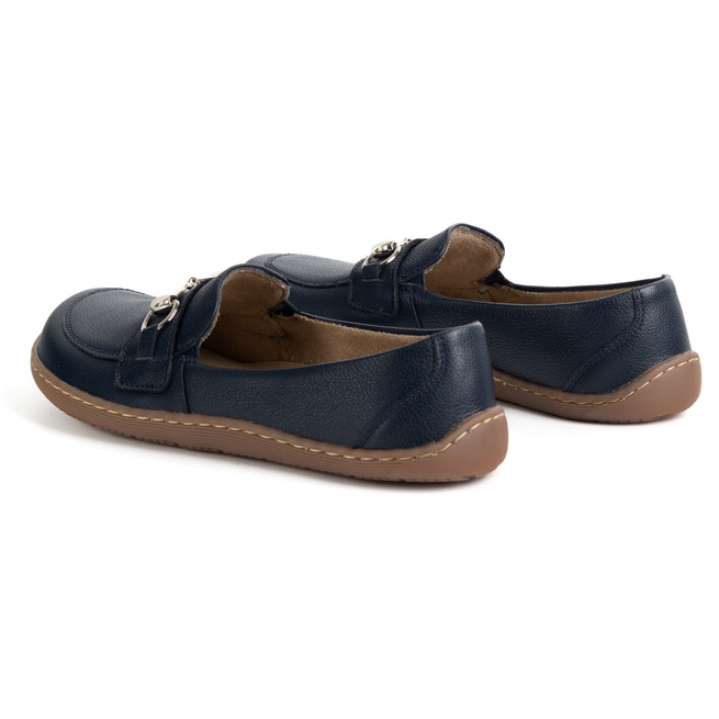 Dámské minimalistické kožené mokasíny Barefoot 1288AR dark navy blue
