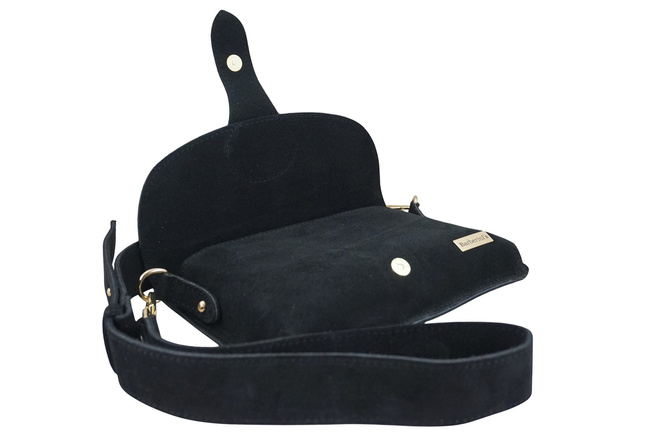 Semišová taška na dopisy se širokým popruhem - černá