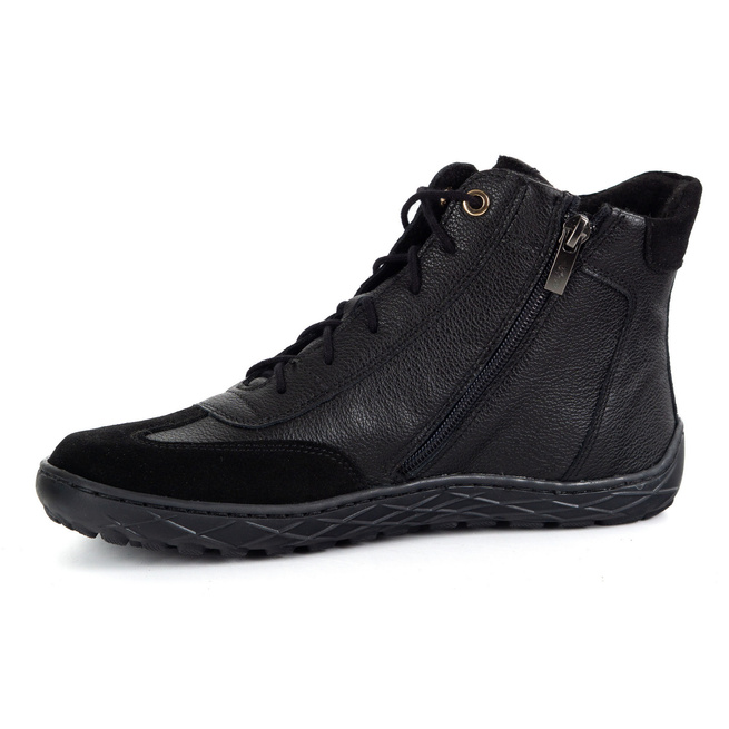 Buty damskie barefoot skórzane zimowe minimalistyczne 1294 czarne