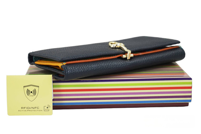 Velká peněženka se zlatým zapínáním - námořnická modř