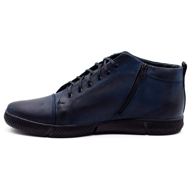Buty męskie skórzane zimowe K28FPLB granatowe