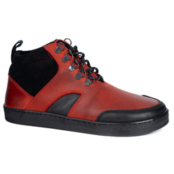 Barefoot zimowe buty skórzane unisex Explorer czerwone