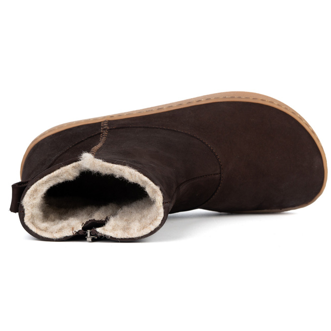 Botki damskie barefoot Olivier Marisol, skóra naturalna, wełna merino brązowe